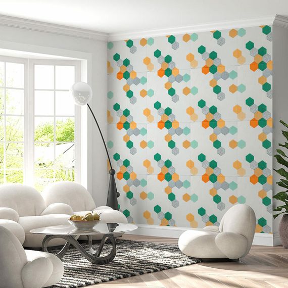 Панель стінова 3D 700х700х4мм мозаїка зелено-жовта (D) SW-00002015 | Зображення 3