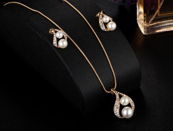 Комплект серьги с подвеской Primolux "Pearls" - Gold | Зображення 1