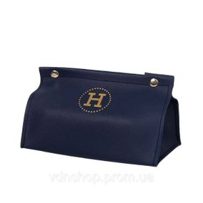 Серветниця з еко шкіри 20×7.5×11.5 см для серветок на кнопках Синій HP-3-213BL