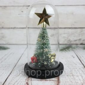 Ночник новогодняя елка в стеклянной колбе gold star