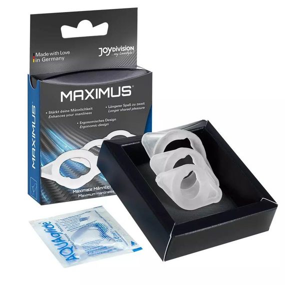 Набір ерекційних кілець Joydivision MAXIMUS XS/S/M з еластичного силікону, прозорі, 3 шт. Sex Aura | Зображення 3