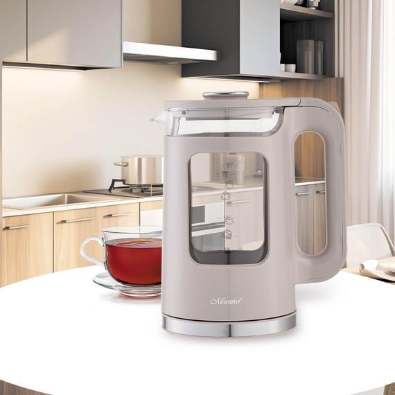 Електрочайник скляний Maestro MR-065-BEIGE, 1.7 л, 2200 Вт, з підсвіткою | Зображення 1