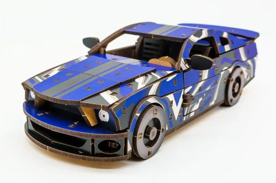 Конструктор "Muscle Car" Puz-00642 дерев'яний, 162 дет., синій колір р. моделі 24*9*7 см PuzzleOk | Зображення 4