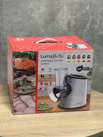 Электрическая овощерезка LumaBella LB-56012 5 насадок кухонный слайсер для овощей електротерка 800 Вт Серый | Зображення 8