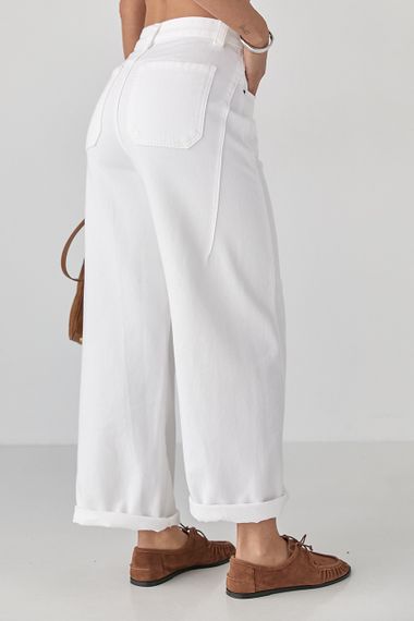 Жіночі білі джинси Palazzo - білий цвет, S (є розміри) | Зображення 1