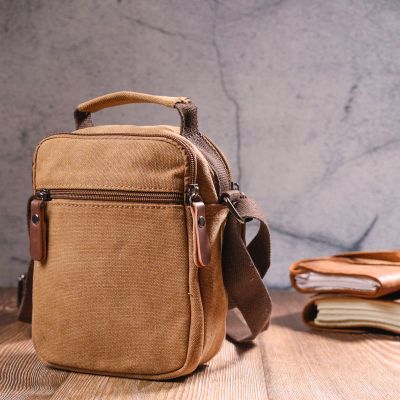 Сумка Vintage Чоловіча з щільного текстилю Коричнева (21245) | Зображення 3
