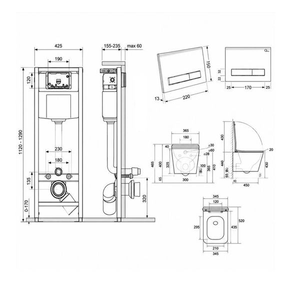 Готовое решение Qtap для ванной комнаты: подвесной унитаз Tern Ultra Quiet 525x345x360 + комплект инсталляции Nest 4 в 1 (линейная | Зображення 1