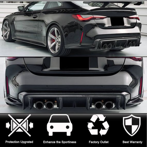 Диффузор заднего бампера V5 (для G82/G83, Карбон) для BMW 4 серия G22/23/26 2020- гг | Зображення 1