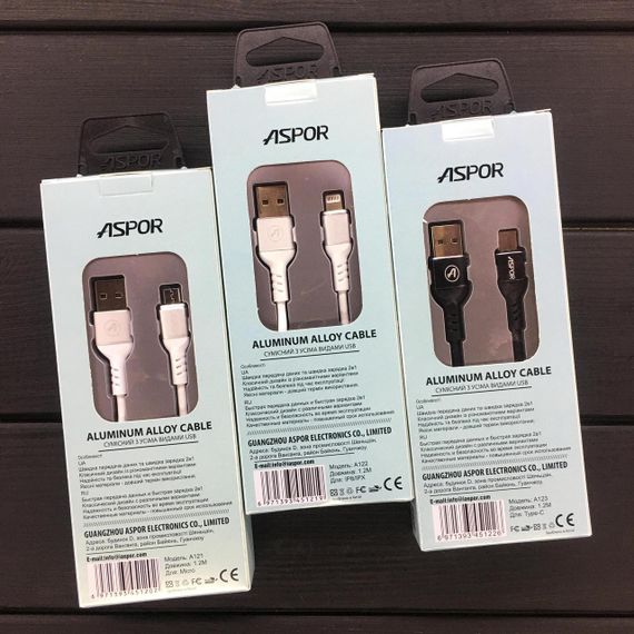 Кабель Aspor A122 USB – Lightning 2.1A/1.2м- черный | Зображення 3