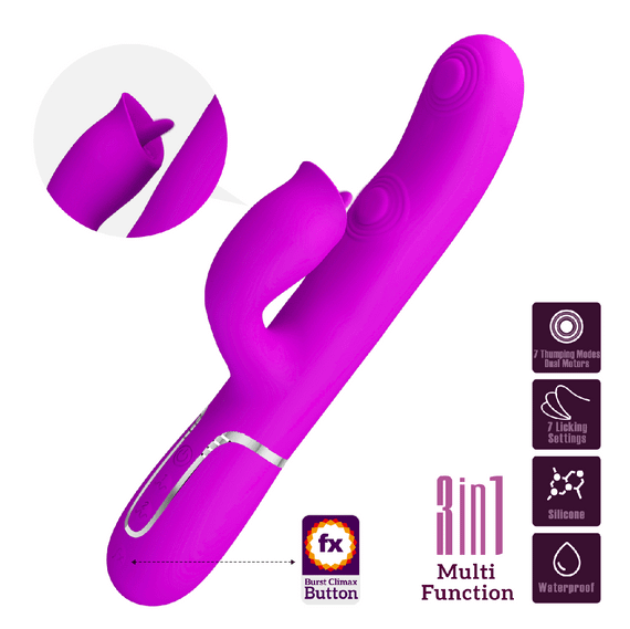 Пульсатор із кліторальним стимулятором серії Pretty Love - Gigi Purple 7 thumping functions 7 licking modes, BW-500035 sexstyle | Зображення 1