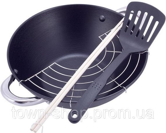 Казан чугунный "Wok" 3.6л, с антипригарным покрытием и аромо-крышкой KM-4806MR | Зображення 2