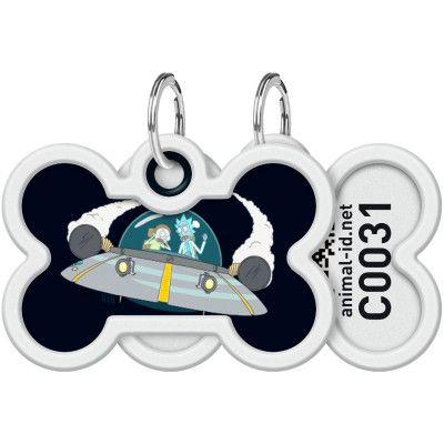Адресник для животных WAUDOG Smart ID с QR паспортом "Рик и Морти 1", кость 40х28 мм (231-0280)