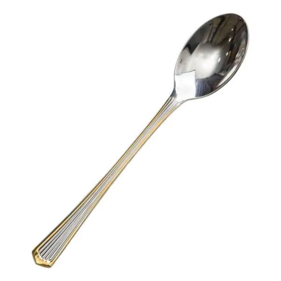 Набір ложок для кави 6 штук з нержавіючої сталі ложки для кави 12.3 см Срібло із золотим обрамленням HP-20-35 | Зображення 1