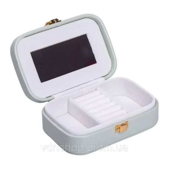 Скринька для прикрас з еко шкіри 15×10×5 см із дзеркалом органайзер для ювелірних виробів HP-5-33TU | Зображення 1