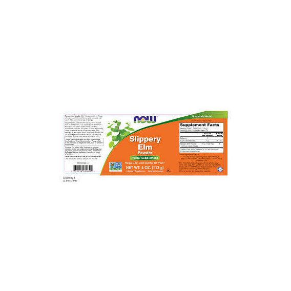 Травяные ферменты NOW Foods SLIPPERY ELM POWDER 4 OZ 113 g /75 servings/ | Зображення 1