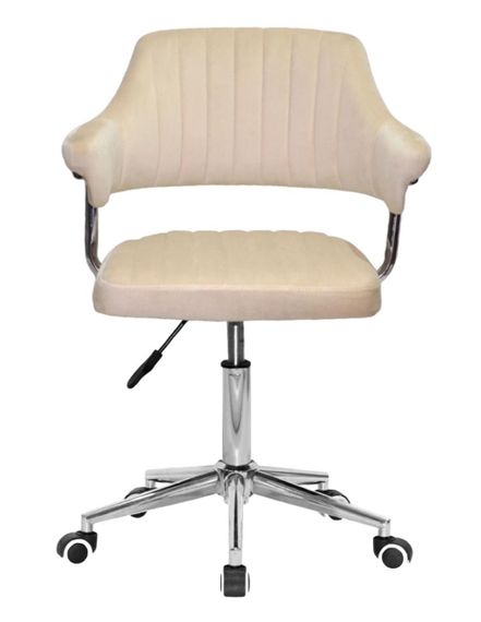 Крісло Jeff Modern Office велюр бежевий B-1032, на хромованій нозі-хрестовині модерн із колесиками | Зображення 4