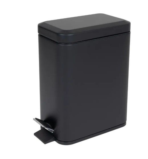 Відро для сміття Zerix Sansa-TC0105 Black з плавним закриттям, прямокутне, 5 л, чорний (ZX5894)