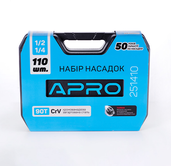 Набір насадок 90T 1/4"; 1/2" CrV 110 шт. APRO | Зображення 3