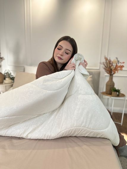 Ковдра полуторна вовняна Viluta Comfort 21421 140x205 см бежева | Зображення 7