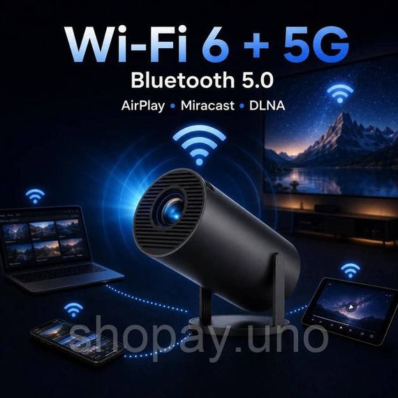Портативный смарт-проектор 4K Ultra HD SMART, Android/iOS, Wi-Fi 6, Bluetooth, HDMI, домашний кинотеатр AM-89 | Зображення 4