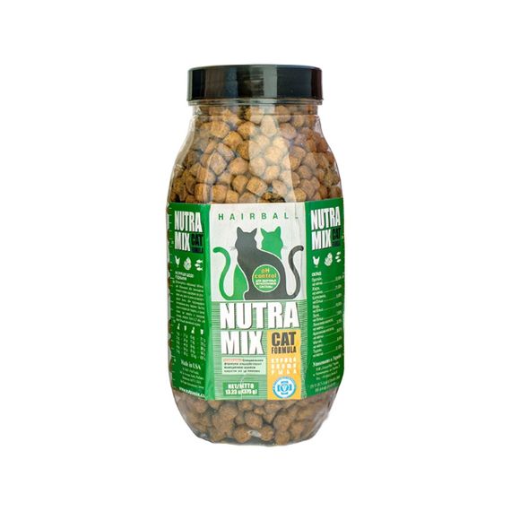 Nutra Mix Hairball (зеленая) ВЫВЕДЕНИЕ КОМКОВ ШЕРСТИ, PH КОНТРОЛЬ. КУРИЦА, ОВОЩИ И РЫБА. ДЛЯ ДОМАШНИХ КОТОВ. 375 г.