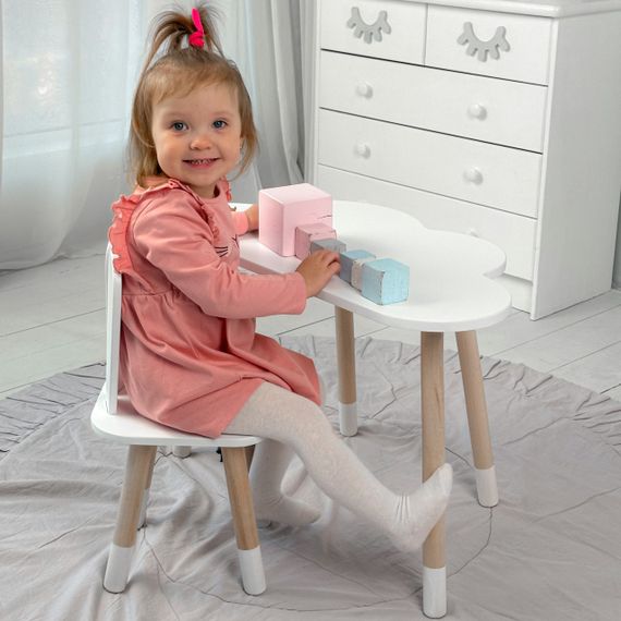 Дитячий столик хмарка і стільчик білий зайчик. Для гри, малювання, навчання! | Зображення 1