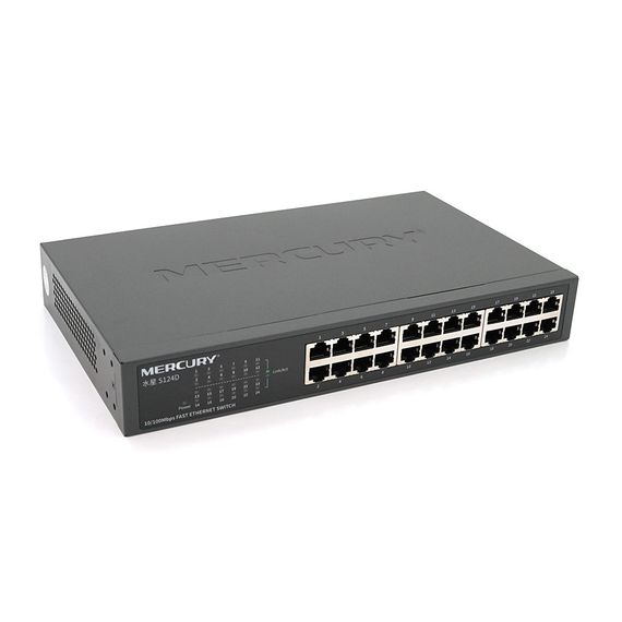 Коммутатор Mercury S124D, 24 порта Ethernet 10/100 Мбит/сек, Q6
