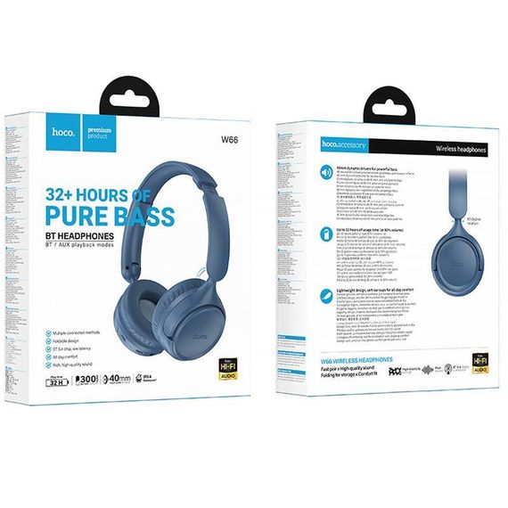Накладные беспроводные наушники Hoco W66 Wave Blue | Зображення 3
