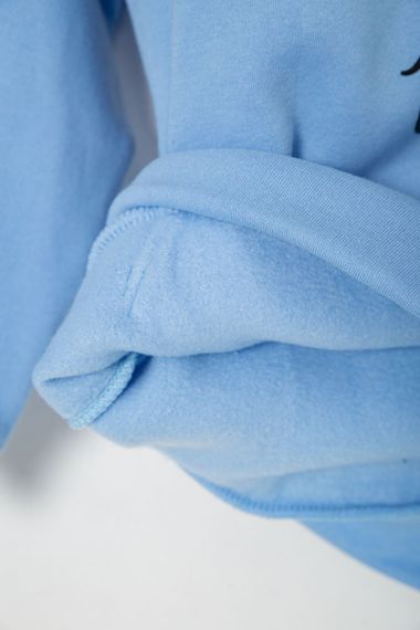 Худі дитячий на флісі з принтом Сніговик, колір блакитний, 102R1517 | Зображення 3