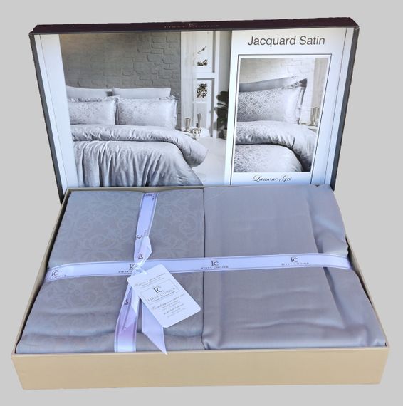Постільна білизна First Choice Jacquard Satin 200 х 220 см Lamone Grey | Зображення 1