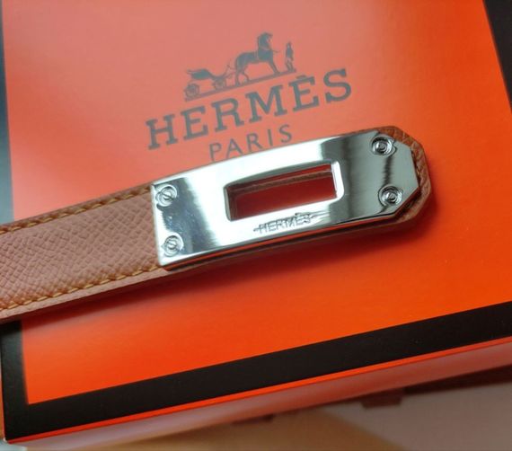 Трендовий шкіряний вузький ремінь Hermes рудий | Зображення 3