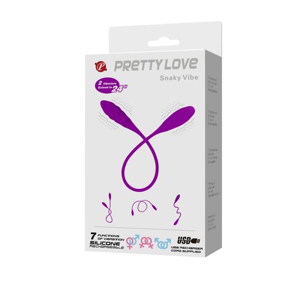 Двосторонній вібратор PRETTY LOVE Snaky Vibe, фіолетовий Sex Aura | Зображення 9