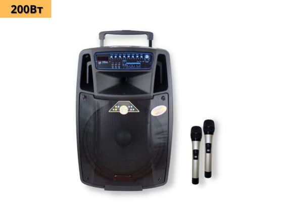 Портативна колонка XPRO SL-15-01 валіза 200Вт, USB, SD, FM радіо, Bluetooth, 2 мікрофони, ДК (41183-SL-15-01) | Зображення 1