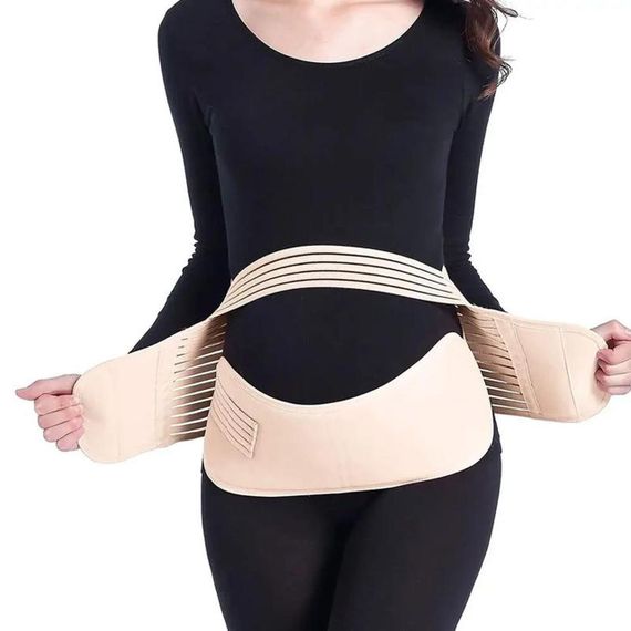 Бандаж для беременных на липучках, L, Бежевый / Дородовой и послеродовой пояс / Эластичный бандажный пояс для | Зображення 2
