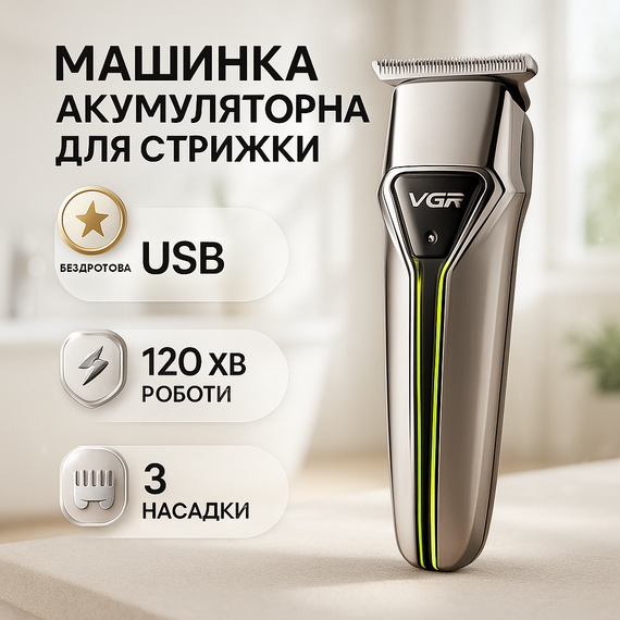 Перукарська машинка акумуляторна професійна VGR, Машинка для стрижки волосся хороша PU-77