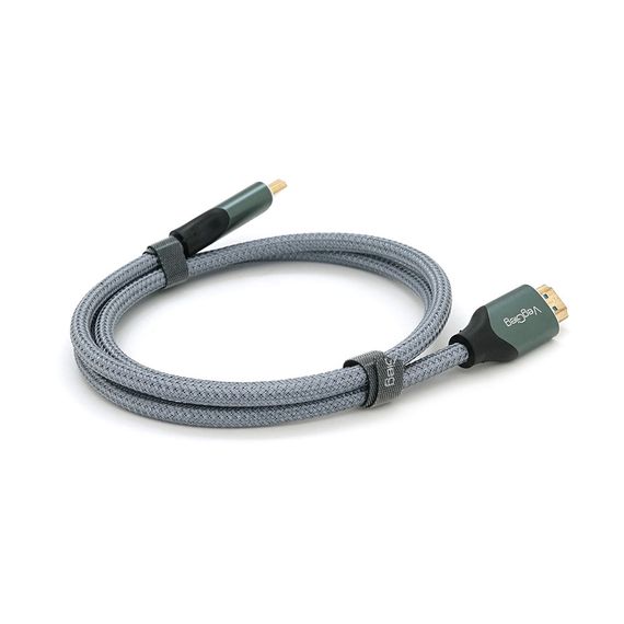 Кабель VEGGIEG V-H401 HDMI-HDMI 8K Premium, 1.0m, круглый, оплетка, Silver, коннектор Black-Silver, Box | Зображення 2