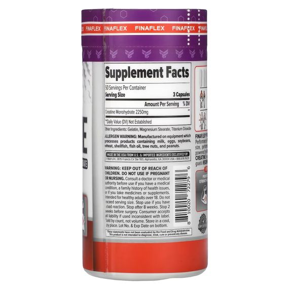 Креатин Finaflex Pure Creatine, 750 mg, 150 Capsules | Зображення 1