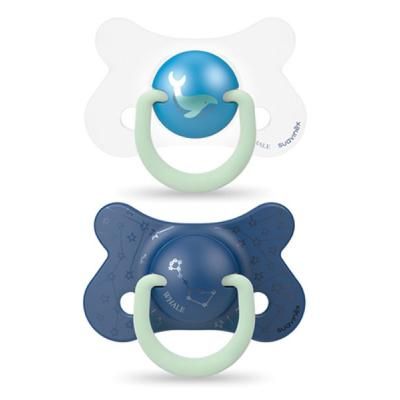 Пустышка Suavinex Синий кит 18 мес. 2 шт ночная (307011)