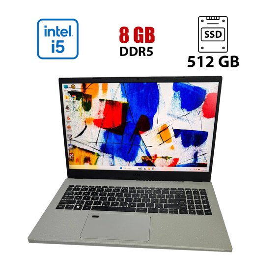 Ноутбук Acer Aspire Vero 15 AV15-54MV / 15.6" (1920x1080) IPS / Intel Core i5-1335U (10 (12) ядер по 3.4 - 4.6 GHz) / 8 GB DDR5 / 512 GB SSD / Intel Iris Xe Graphics / WebCam / Fingerprint б/у