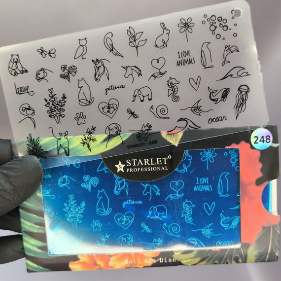 Пластина с трафаретом 248 для стемпинга Starlet Professional (12х6см)