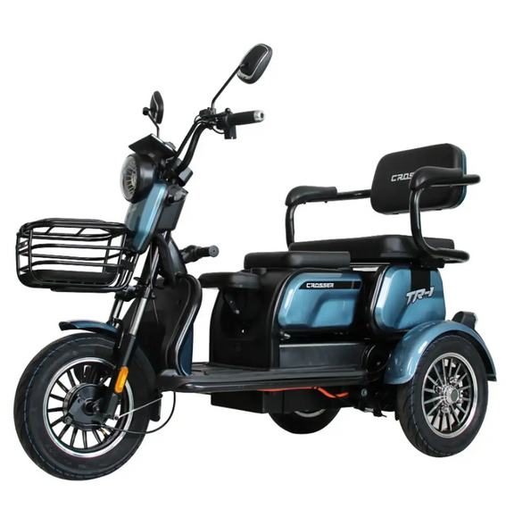 Електротрайк Crosser TR-1 LFP 1500W 76.8 V 30 Ah, триколісний електроскутер, до 75 км, для дорослих і літніх Синій | Зображення 5