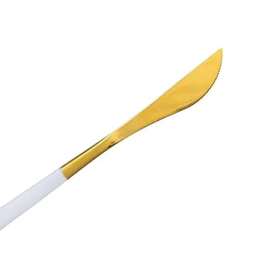 Набор столовых ножей 6 штук ножи сервировочные столовые 22.5 см Белый с золотом HP-20-11 | Зображення 2