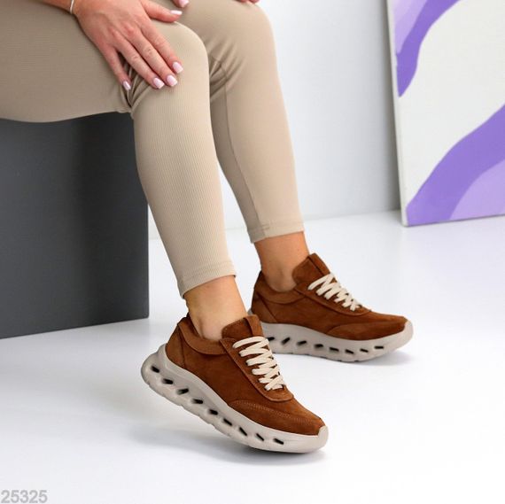 Молодіжні дизайнерські руді кросівки натуральна замша | Зображення 2