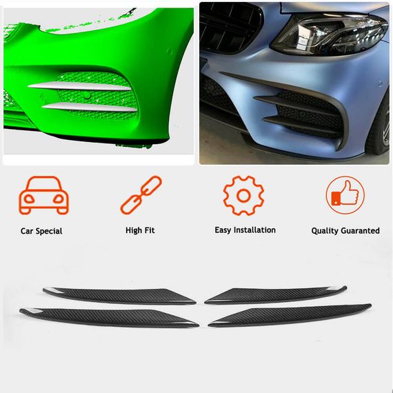 Накладки на передній бампер (для AMG / AMG-Line 2017-2019, Карбон) для Mercedes E-class coupe C238 рр | Зображення 1