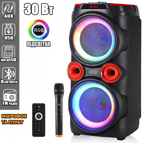 Акустическая система XPRO GZ-X910 10'x2 30W AUX USB TF пульт микрофон(MER-15723_3554) | Зображення 4