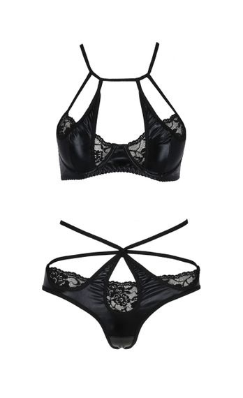 Комплект білизни з декоративними елементами NAVEL SET black S/M - Passion | Зображення 2