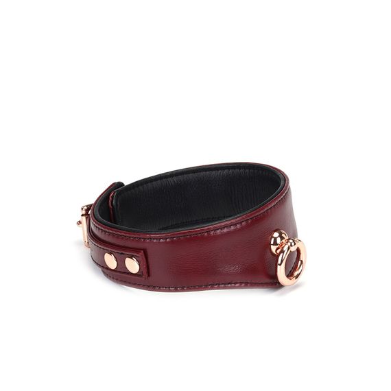 Шкіряний нашийник з повідцем Liebe Seele Wine Red Curved Collar, замок-сердечко | Зображення 3