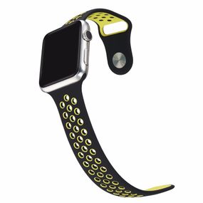 Спортивный ремешок с перфорацией Primo для часов Apple Watch 38mm / 40mm / 41mm размер S - Black&Yellow