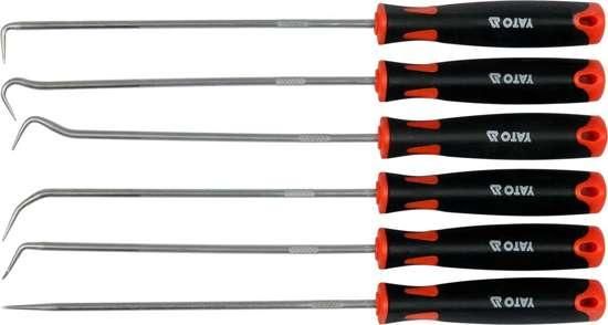 Набір довгих гачків з ручкою шило 240 мм 6 штук YATO YT-08428