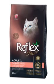 Корм Reflex Plus Cat Adult Hairball & Indoor Salmon сухой для вывода шерсти 15 кг